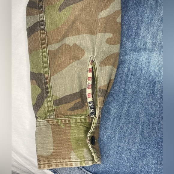 Ralph Lauren Denim Supply Shirt Mens Small Denim Camo Sleeve Pearl Snap Western - Picture 6 of 8